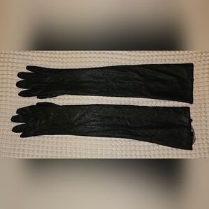 Elie Tahari 100% genuine leather long black over the elbow gloves M Medium